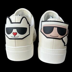 Karl Lagerfeld Paris Chella White Sneakers Shoes Womens Size 8.5 Cat Man